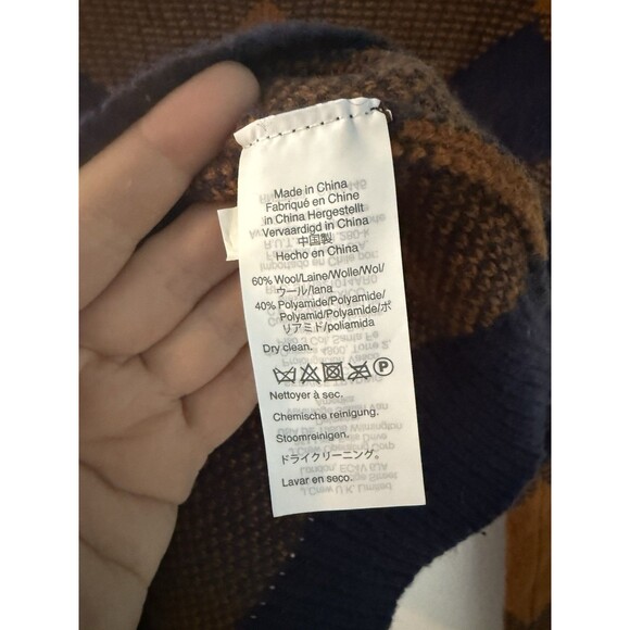 Madewell Women’s XS Sweater Crewneck Plaid Orange / Blue Wool Blend - Picture 5 of 7